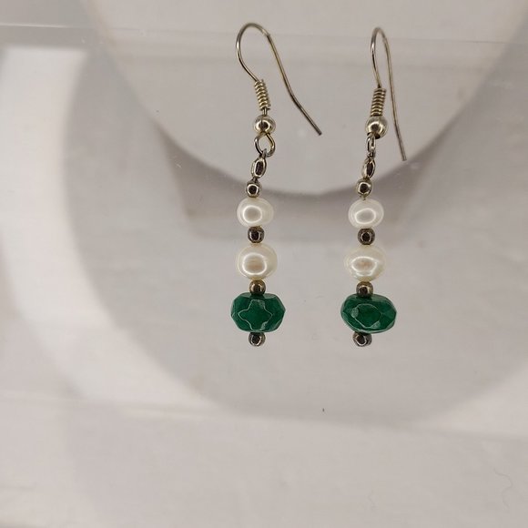 Freshwater pearl and faceted Green raw emeralds - Picture 2 of 4